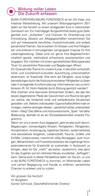 Bildung Voller Leben Die Zukunft Anfassen Burg Fursteneck