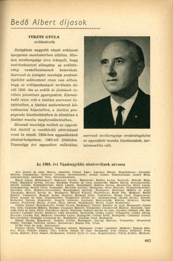 Bedő Albert díjasok - Erdészeti Lapok