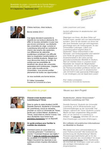 UniGR-Newsletter N°4 - UGR Universität der Großregion