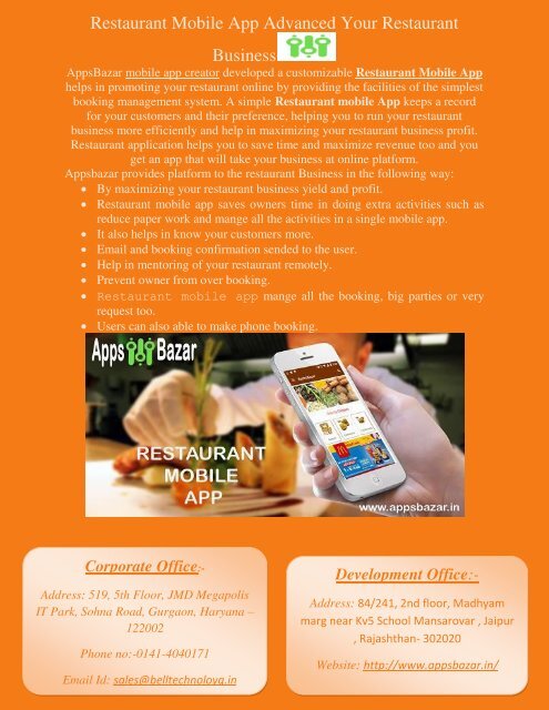 Restaurant Mobile App Advanced Your Restaurant Business