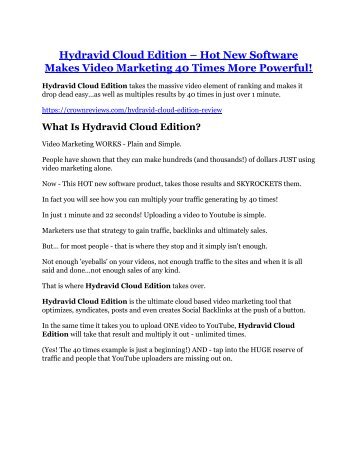 Hydravid Cloud Edition review - 65% Discount and FREE $14300 BONUS