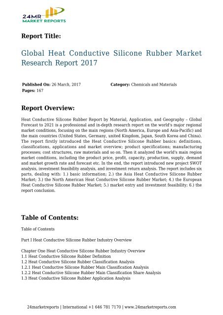 Global Heat Conductive Silicone Rubber Market Research Report 2017