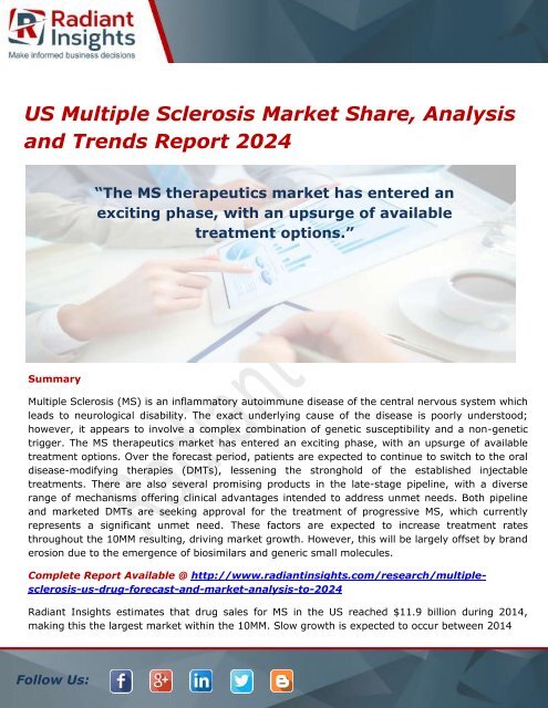 US Multiple Sclerosis Market Size, Share, Growth and Outlook 2024
