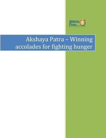 Akshaya Patra – Winning accolades