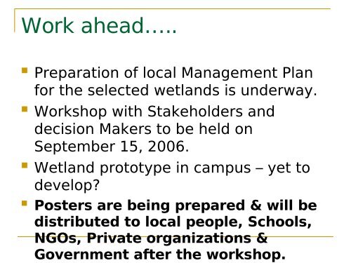 list of wetlands surveyed - The Nilgiris Water