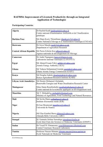 RAF5054: Improvement of Livestock Productivity through - Nuclear ...