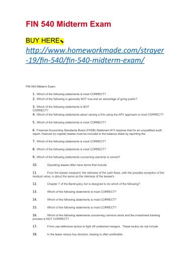 Financial Management Midterm Exam Research Paper Example