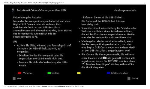 Sony KDL-52V5810 - KDL-52V5810 Istruzioni per l'uso Tedesco