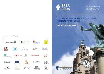 CONFERENCE SPONSORS - ERSA - European Regional Science ...