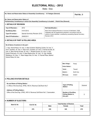 ELECTORAL ROLL - 2012