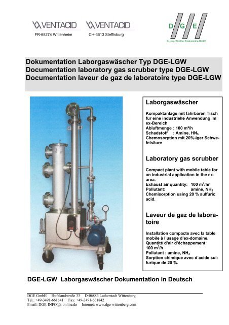 Dokumentation Laborgaswäscher Typ DGE-LGW ... - DGE GmbH