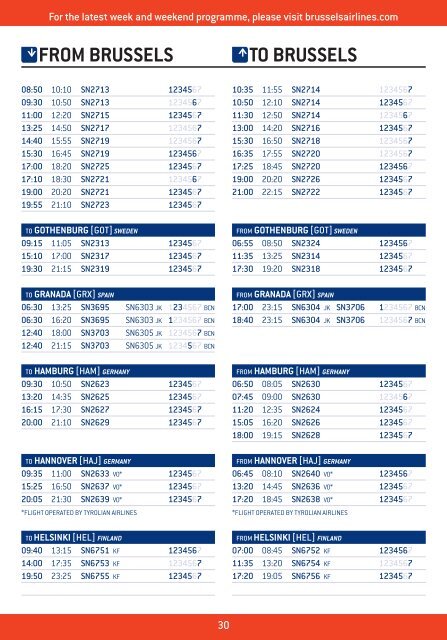 see where we're flying this winter 30 october 2011 - Brussels Airlines