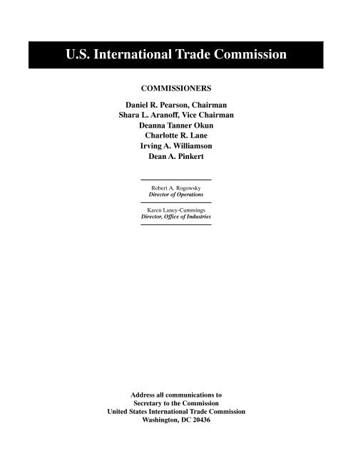 Factors Affecting Trade Patterns of - United States International ...