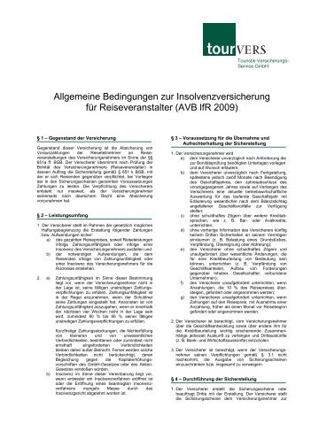 Allgemeine Bedingungen zur Insolvenzversicherung für - TourVers