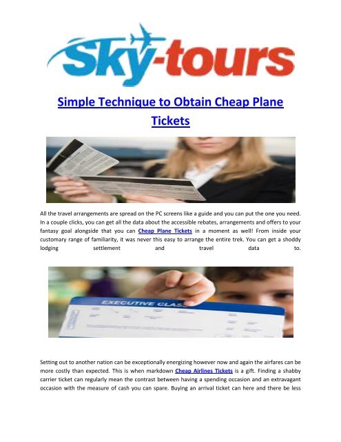 Simple Technique to Obtain Cheap Plane Tickets