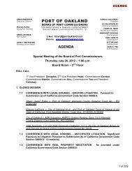 Agenda Reports - Port of Oakland