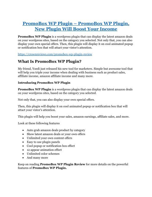 PromoBox WP Plugin Review &amp; (Secret) $22,300 bonus NOW