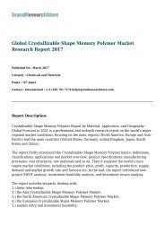 Global Crystallizable Shape Memory Polymer Market Research Report 2017