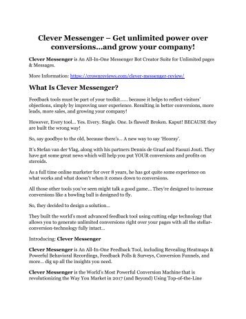 Clever Messenger review in particular - Clever Messenger bonus