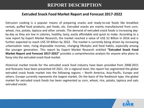 Global Extruded Snack Foods Market Report 2017-2022