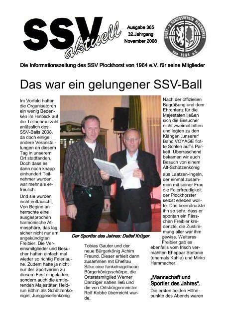 Das war ein gelungener SSV-Ball - SSV Plockhorst