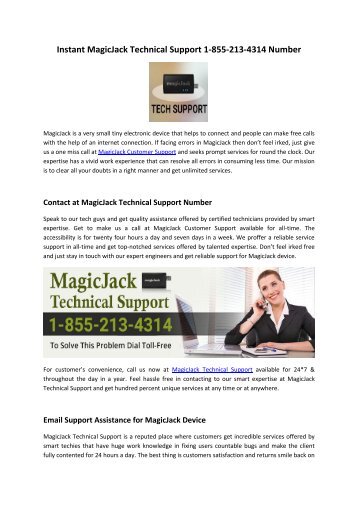 MagicJack Tech Support +1(855) 213-4314 Number