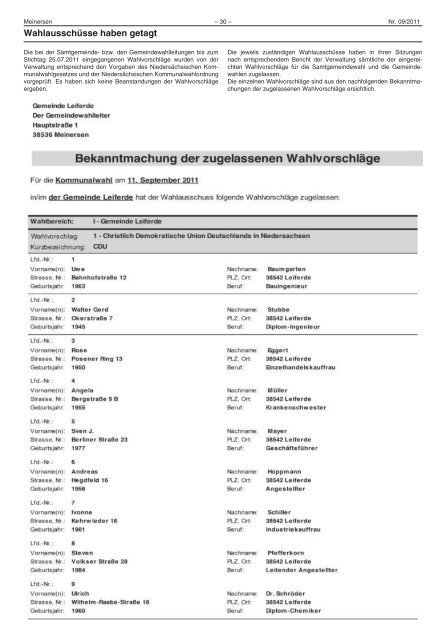 "Zwischen Aller und Oker" Nr. 9 - Samtgemeinde Meinersen