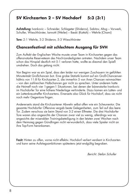 Sport Report - SV Hochdorf - Mittwoch 26.04.2017