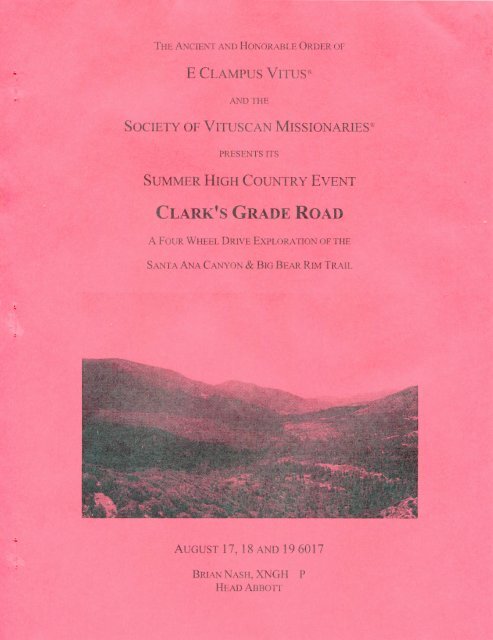 6017/2012 Summer Vituscan \"Clark\'s Grade Road\" History