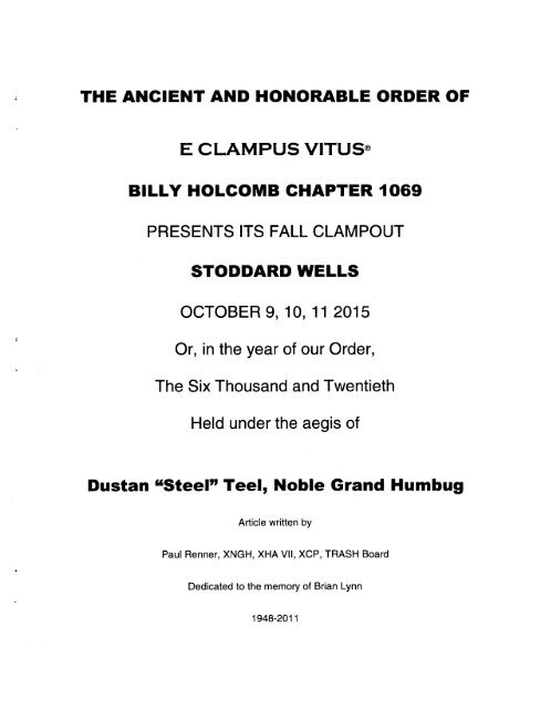 6020/2015 Fall Clampout \"Stoddard Wells\" History