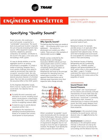Specifying “Quality Sound” - Trane
