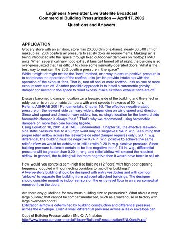 Engineers Newsletter Live Satellite Broadcast Commercial ... - Trane