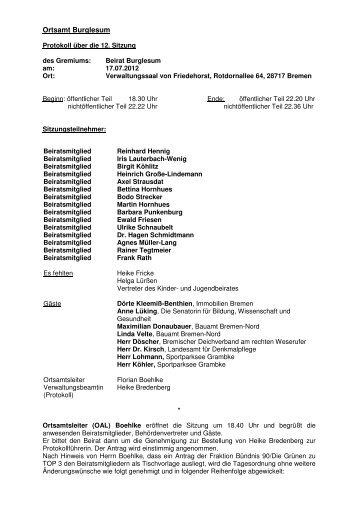 Protokoll vom 17.07.2012 (pdf, 105.9 KB) - Ortsamt Burglesum ...