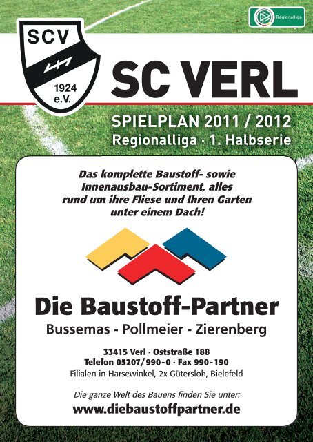 sc verl spielplan 2011 / 2012 - Druckerei Schmelter