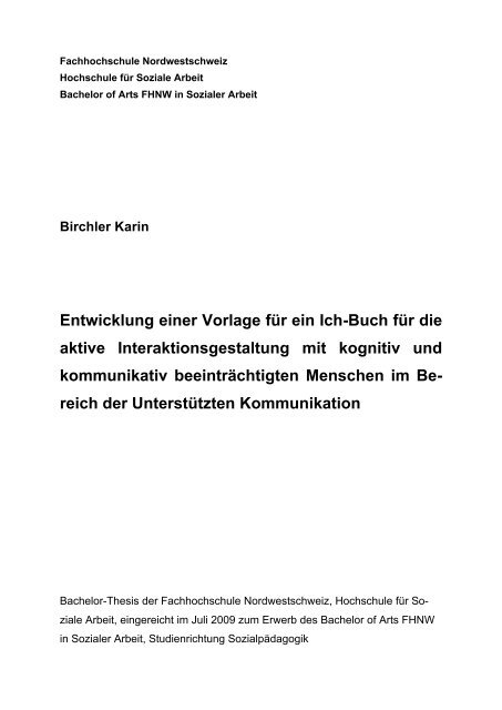 Birchler Karin Entwicklung Einer Vorlage Fur Ein Ich Buch Fur Die