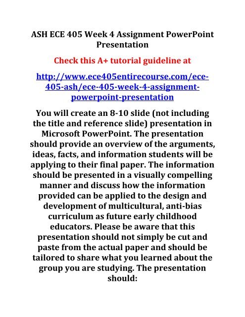 ASH ECE 405 Week 4 Assignment PowerPoint