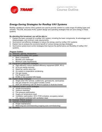 Energy-Saving Strategies for Rooftop VAV Systems - Trane