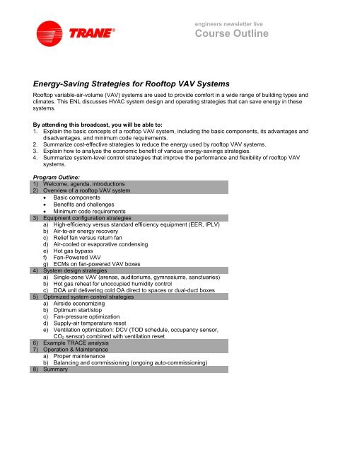 Energy-Saving Strategies for Rooftop VAV Systems - Trane