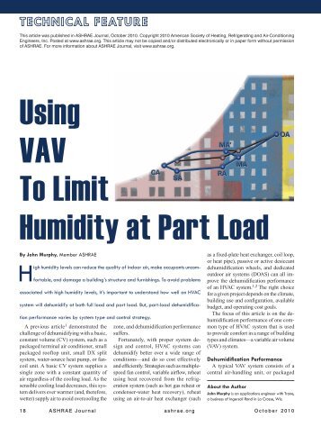 Using VAV To Limit Humidity at Part Load - Trane