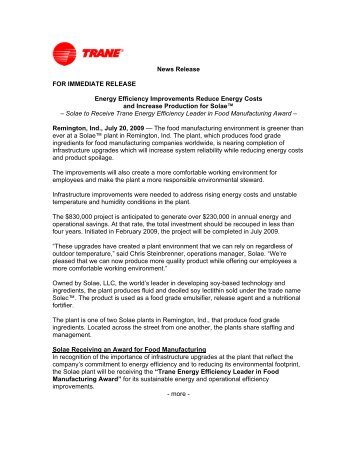 Energy Efficiency Improvements Reduce Energy Costs and ... - Trane