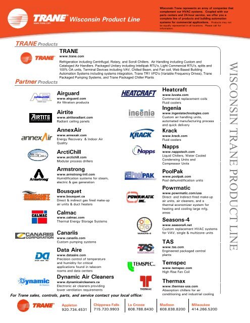 Wisconsin Product Line - Trane