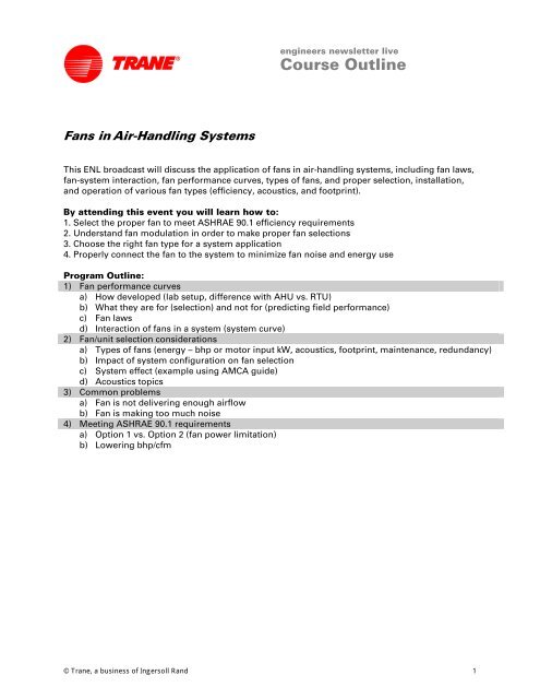 Fans in Air-Handling Systems - Trane