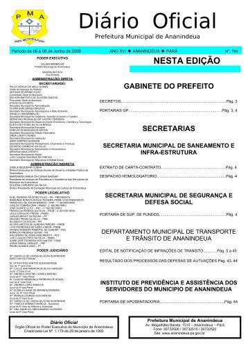 Diário Oficial - Prefeitura de Ananindeua