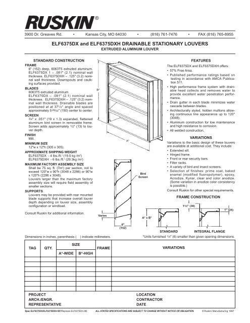 ELF6375DX and ELF6375DXH DRAINABLE ...