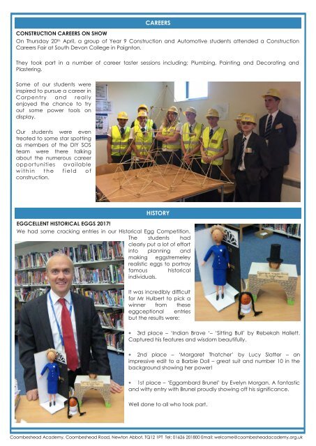 Coombeshead Academy Newsletter - Issue 58