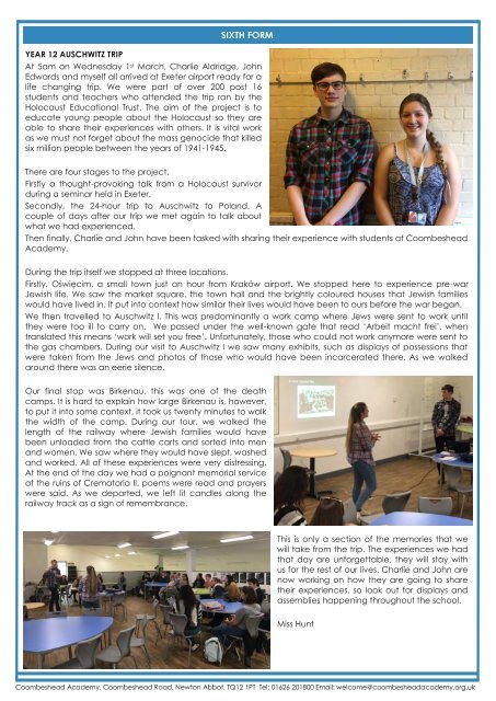 Coombeshead Academy Newsletter - Issue 58