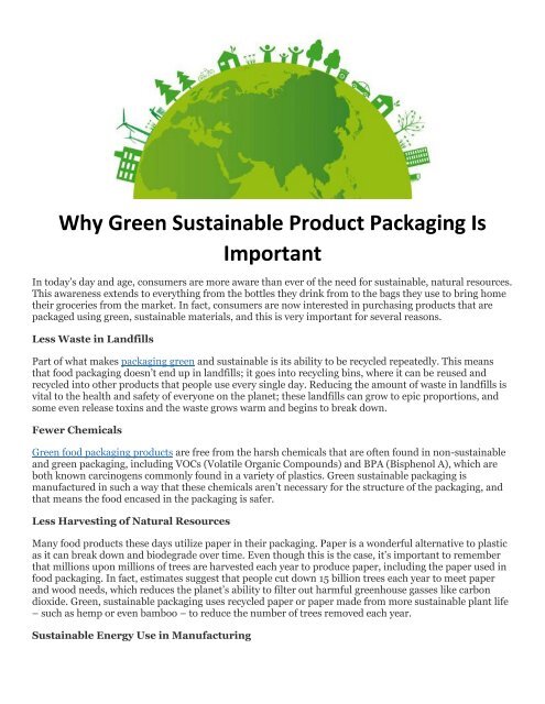 Why Green Sustainable Product Packaging Is Important