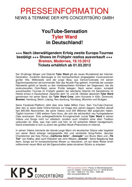 YouTube-Sensation Tyler Ward in Deutschland! - Trenz AG