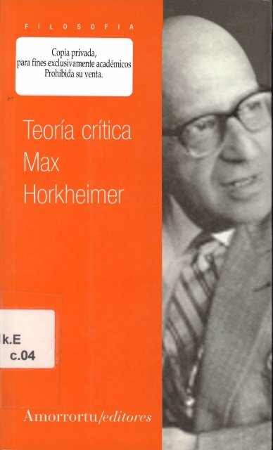 TEORIA CRITICA-MAX HORKHEIMER