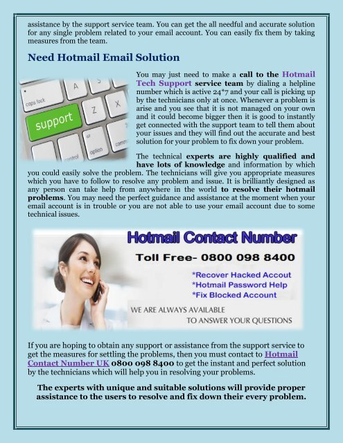 Get Touch with Hotmail Contact Number to Fix Email Issues